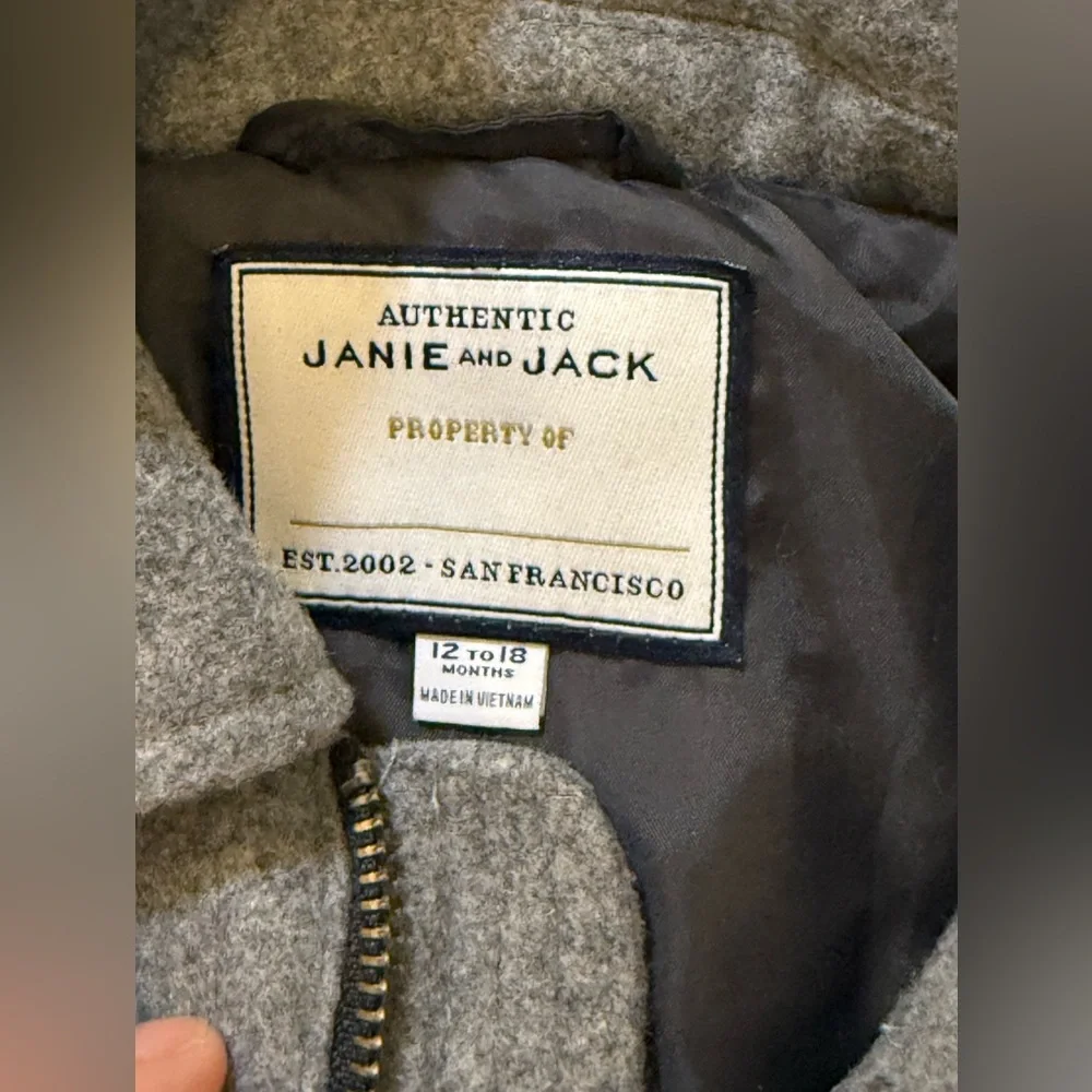 Janie‎ and Jack Gray Wool Blend Toggle Coat with Hood 12-18mo